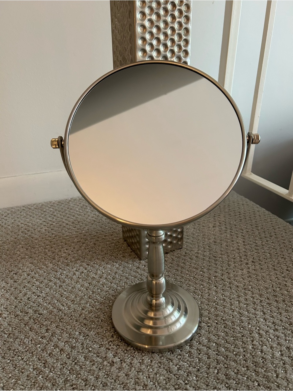 Zadro Two-Sided Tabletop Vanity Mirror in Satin Nickel Finish